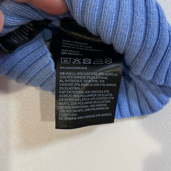 🧁h&m blue knit ribbed textured tank top vintage y2k layering retro coquette - Picture 5 of 8